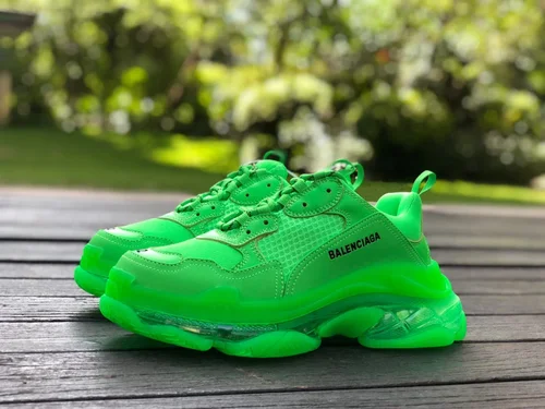 Balenciaga Fluorescent Green Triple S Clear Sole Vintage Dad Shoes