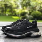 Balenciaga Black Silver Triple S Clear Sole Vintage Dad Shoes