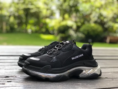 Balenciaga Black Silver Triple S Clear Sole Vintage Dad Shoes