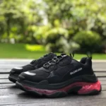 Balenciaga Black Pink Triple S Clear Sole Vintage Dad Shoes