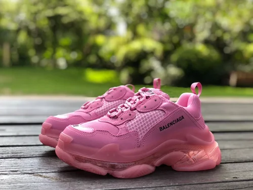 Balenciaga Pink Triple S Clear Sole Vintage Dad Shoes