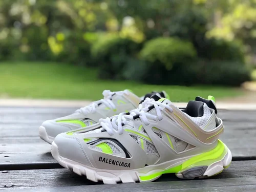 Balenciaga Triple S White Fluorescent Green Sneakers