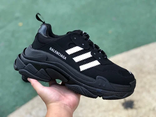 Balenciaga Adidas Black White Triple S Vintage Dad Shoes