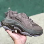 Balenciaga Brown Triple S Clear Sole Vintage Dad Shoes