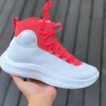 Curry 4 Flotro White Red High-Top Basketball Shoes 3024861-100