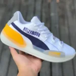 Puma Clyde Hardwood Basketball Shoes White Yellow Purple