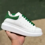 Alexander McQueen White Green Leather Sneakers