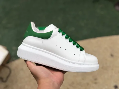 Alexander McQueen White Green Leather Sneakers