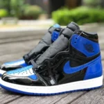 Air Jordan 1 High 555088-404 Black Blue Patent Retro