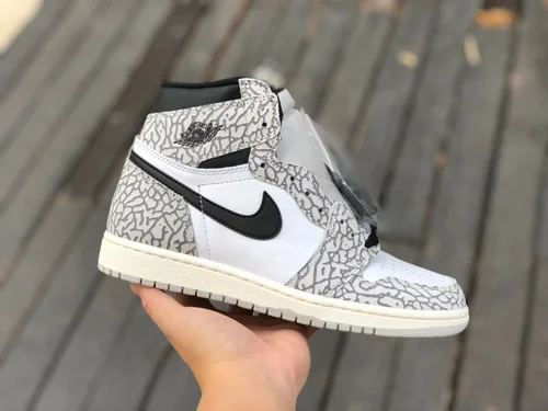 Air Jordan 1 High OG White Cement Elephant Print Retro