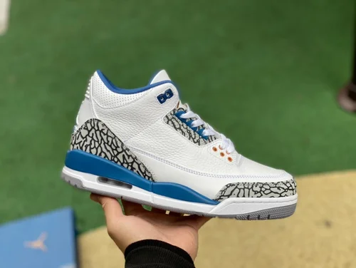 Air Jordan 3 Retro Wizards CT8532-148 White Blue Gold