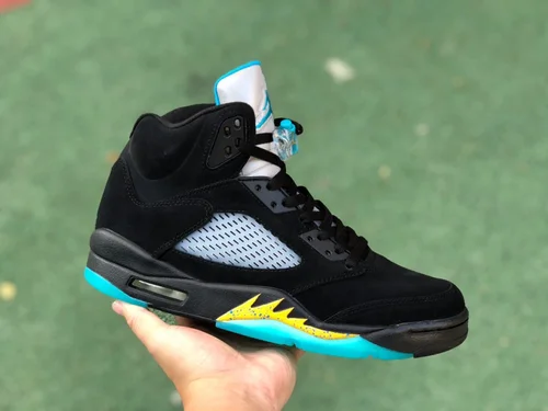 Air Jordan 5 Aqua DD0587-047 Black Yellow Blue