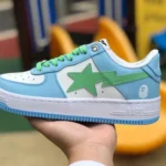 BAPE STA SK8 Low-Top Shoes in Dirty Blue and Green