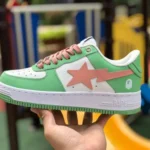 BAPE STA SK8 Low-Top Shoes in White and Green