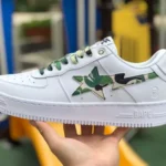 BAPE STA SK8 Low-Top Shoes in White and Green Camo