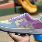 BAPE STA SK8 Low-Top Shoes in White and Pink with Thermal Imaging