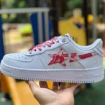 BAPE STA SK8 Low-Top Shoes in White and Red