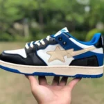 BAPE STA SK8 Low-Top Shoes in Black and Blue with Lightning