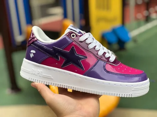 BAPE STA SK8 Low-Top Shoes in Purple and Red