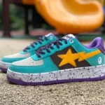 BAPE STA SK8 Low-Top Shoes in Green Purple and Yellow