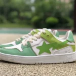 BAPE STA SK8 Low-Top Shoes in White and Light Green