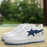 BAPE STA SK8 Low-Top Shoes in White and Blue with Crystal Sole