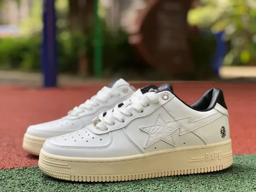 BAPE STA SK8 Low-Top Shoes in Beige Yellow and Black