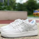 BAPE STA SK8 Low-Top Shoes in White and Silver