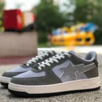 BAPE STA SK8 Low-Top Shoes in Grey and Light Green