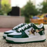 BAPE STA SK8 Low-Top Shoes in Grey White and Green Camo