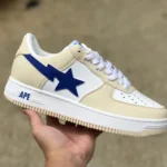 BAPE STA SK8 Low-Top Shoes in Grey Beige and Blue