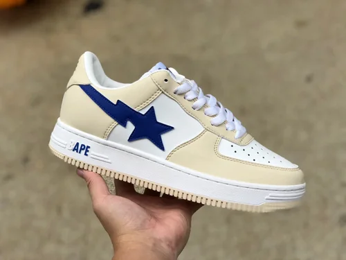 BAPE STA SK8 Low-Top Shoes in Grey Beige and Blue