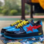 Marvel x BAPE STA SK8 Low-Top Shoes in Black Blue and Red