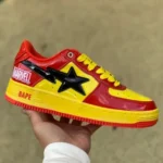 Marvel x BAPE STA SK8 Low-Top Shoes in Red Yellow and Black