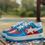 Marvel x BAPE STA SK8 Low-Top Shoes in White Blue and Red