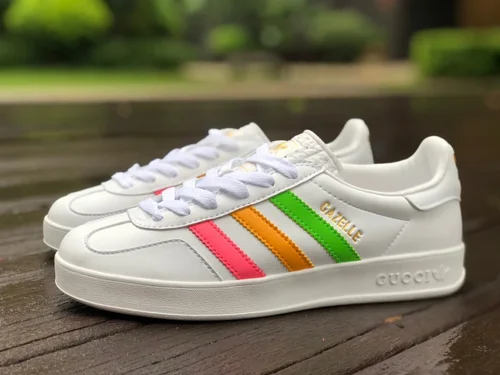 GUCCI x Adidas Originals Gazelle Low-Top Sneakers in White & Black