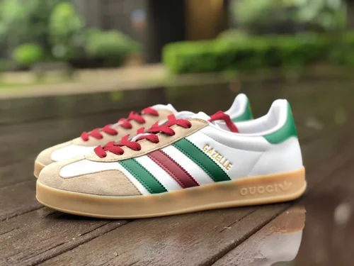 GUCCI x Adidas Originals Gazelle Low-Top Sneakers in White & Brown