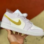 Air Jordan 1 Low DC0774-501 White Purple Gold Hook Retro