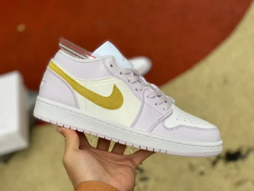 Air Jordan 1 Low DC0774-501 White Purple Gold Hook Retro