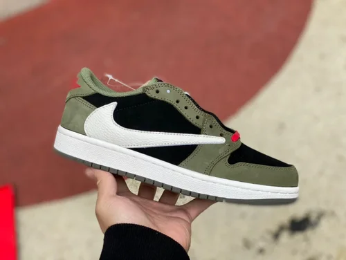 Travis Scott x Air Jordan 1 Low CQ4277-008 Black Green Reverse Swoosh