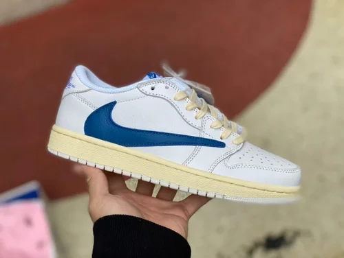 Travis Scott x Air Jordan 1 Low DO7097-100 White Blue Reverse Swoosh