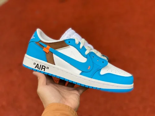 Air Jordan 1 x OFF-WHITE AQ0818-148 UNC Blue Low-Top