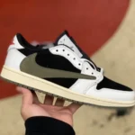 Travis Scott x Air Jordan 1 Low DZ4137-106 Olive Green Top Grain Leather