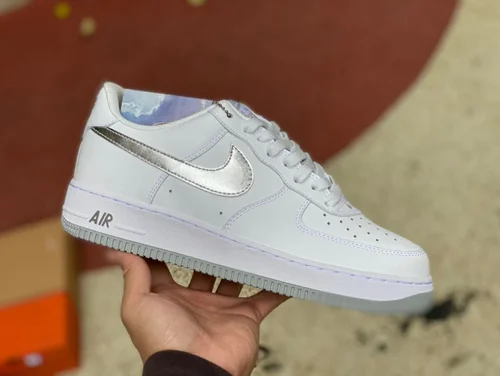 Nike Air Force 1 Low AF1 Men's Silver White Sneakers DZ6755-100