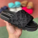 Louis Vuitton Pool Pillow Comfort Black Velcro Slides