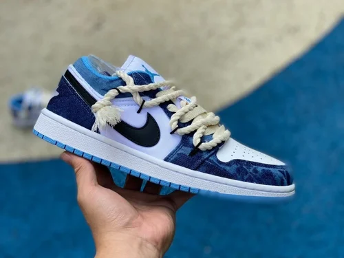 Air Jordan 1 Low DM8947-100 White Blue Washed Denim Retro