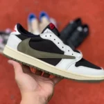 Travis Scott x Air Jordan 1 Low DZ4137-106 Olive Green Foreign Trade Version