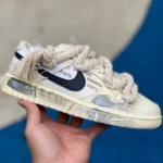 Custom Nike Dunk Low "White Sail" Rope Strap Retro Sneakers