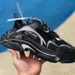 Balenciaga Black Hand-Painted Triple S Vintage Dad Shoes