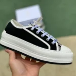 Dior Walkn'Dior Black White Cotton High Top Embroidered Fashion Sneakers Women